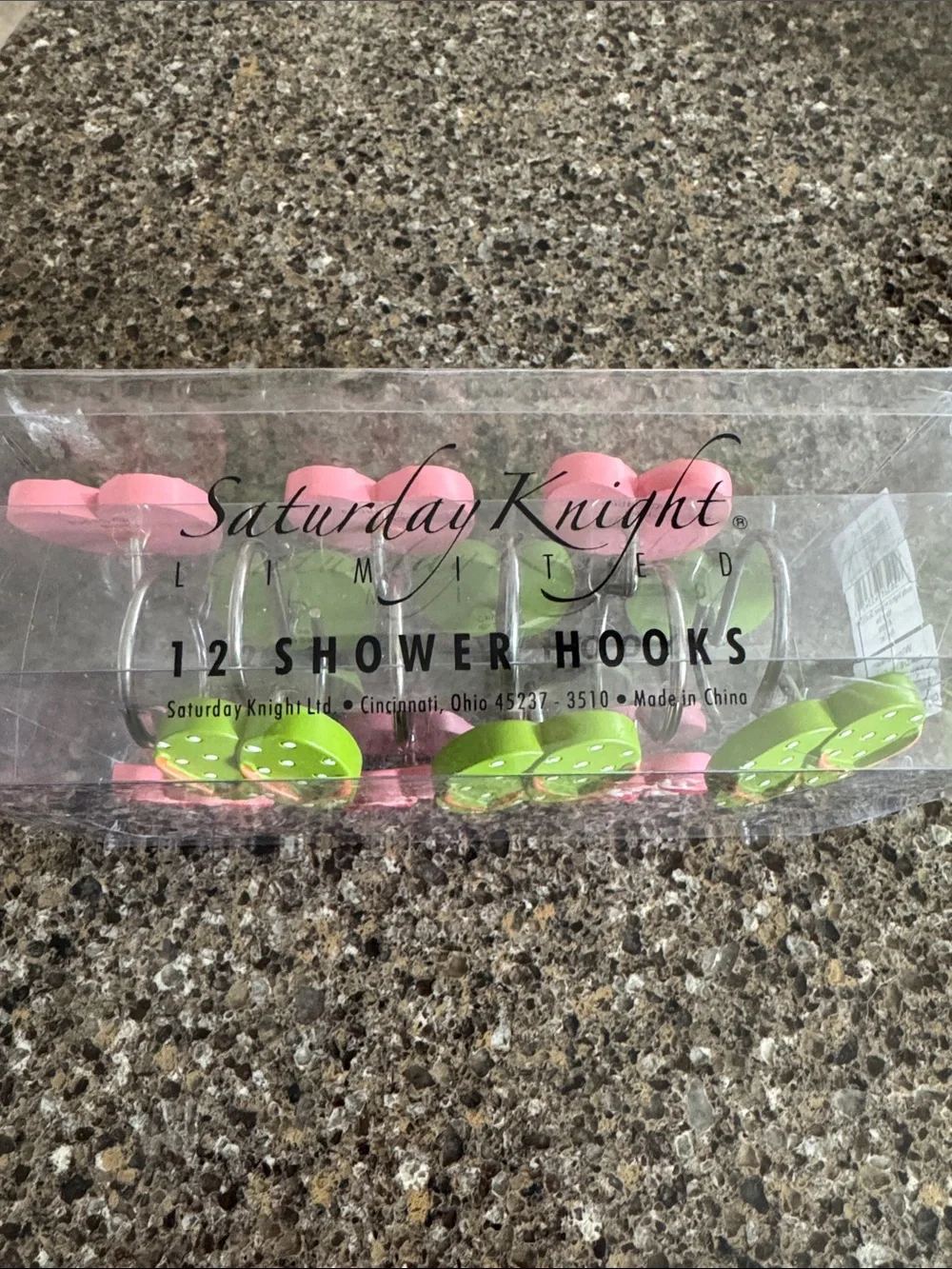 NEW Beach Flip-Flop Shower Curtain Hooks – Pink & Green - Set of 12